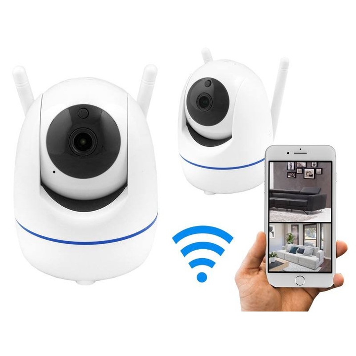 Камера за наблюдение, WiFi, 2.0 MP, 128 GB, Бяла