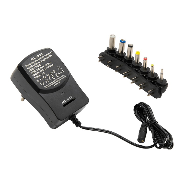 Sursa de alimentare comutata cu reglare 1200mA, Blow, Negru