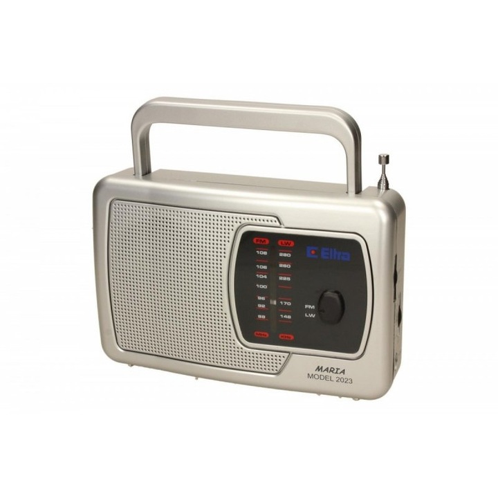 Radio portabil Maria, Eltra, 500 mW, 200 x 180 x 50 mm, Argintiu/Negru