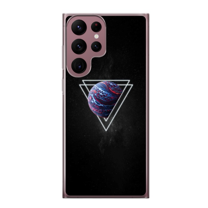 Husa personalizata HQPrint pentru Samsung Galaxy S22 Ultra, model Triangle Planet, multicolor, S1D1M0278