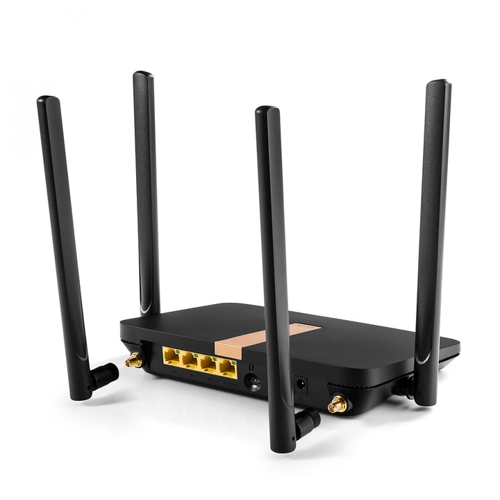 Router LTE LT500D, Cudy, 4G, LAN/WAN, Wi-Fi, 150 Mbps, Negru/Auriu