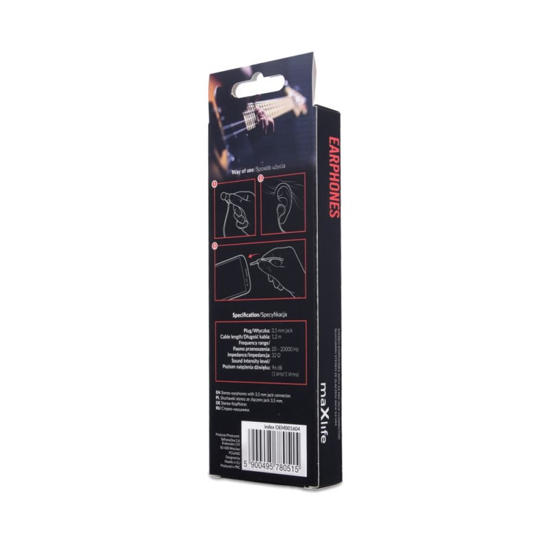 Casti audio, MaXlife, Jack 3.5 mm, 1 m, Negru