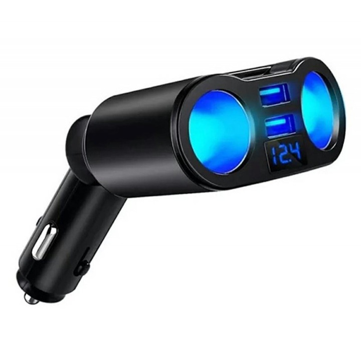 Suport auto pentru incarcare telefon, 2 x USB, 5V, 3.1 A, Plastic, Negru