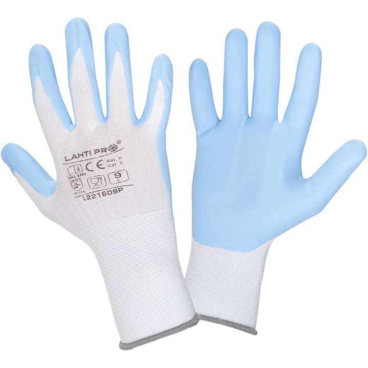 Nitril kesztyű, fehér-kék, 8