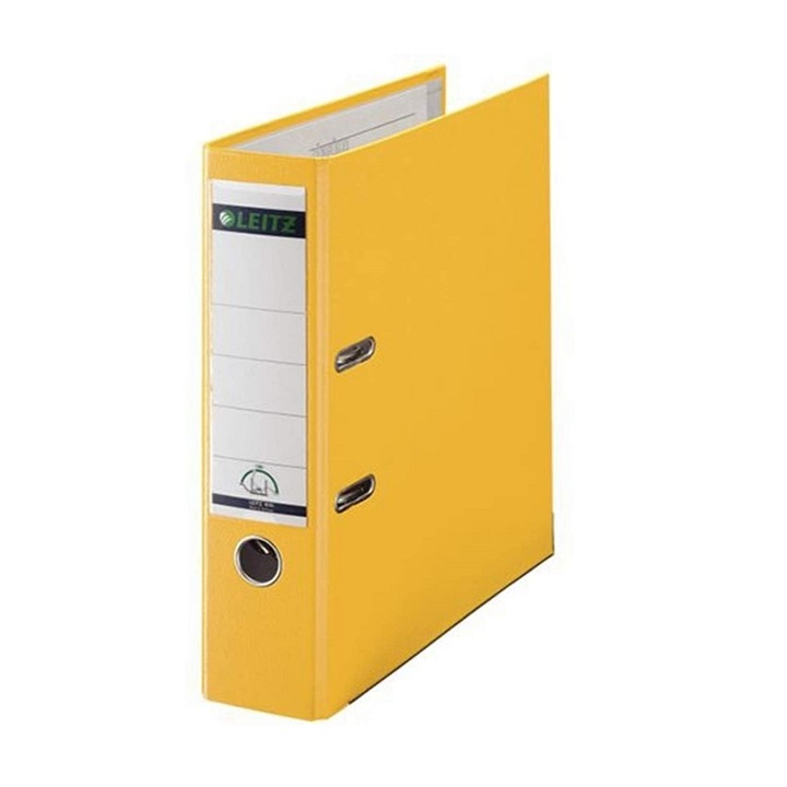 Класьор LEITZ 180°, А4, 8.0 см, PP, метален кант, сменяем етикет, жълт