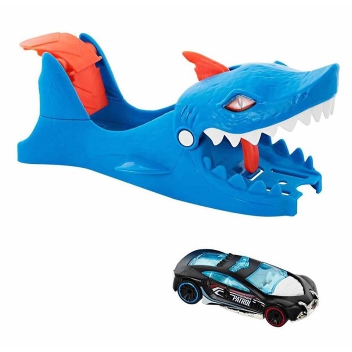 Игрален комплект Hot Wheels Shark Launcher, 1 кола, размери на продукта 28 x 10 x 16,5 cm