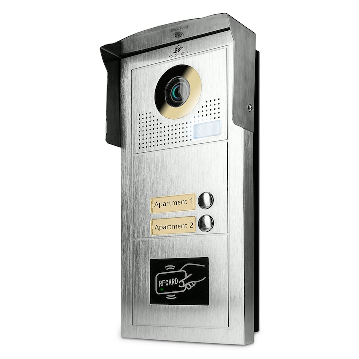 Video Interfon video pentru doua familii, Spacetronik, SPD-DS912, Aluminiu, IP65