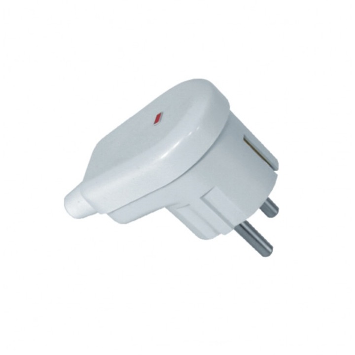 Stecher 2P+E, Unghiular, Lumina de fundal, Alb