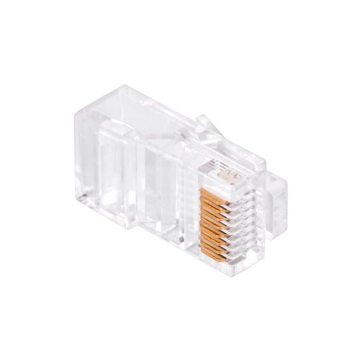 Set Mufa RJ45 8P 8C, Transparent, 100 buc