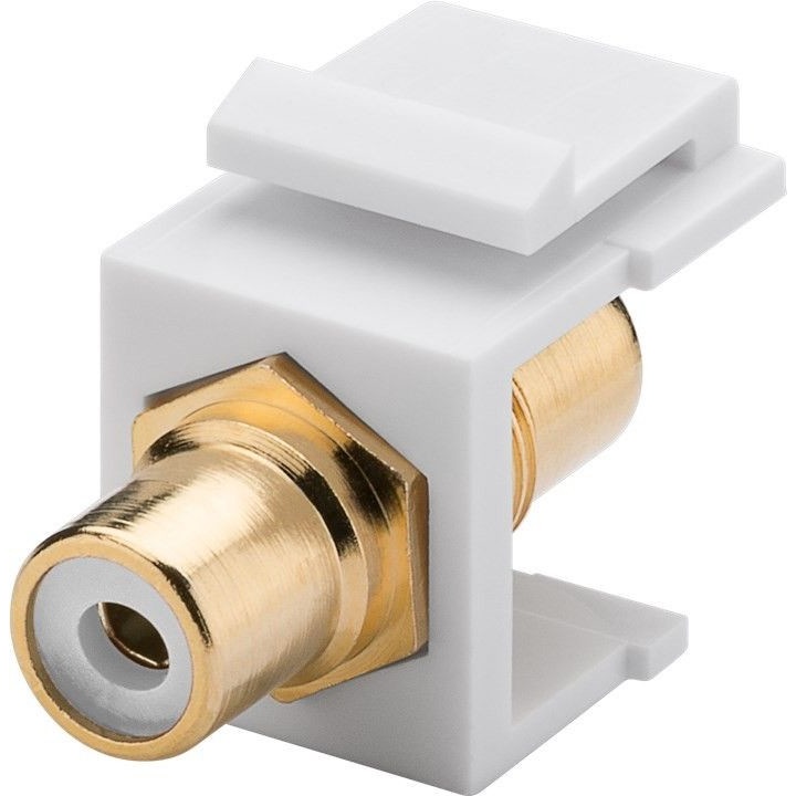 Extensie conector, Keystone, 2 x mufe RCA, Plastic, Alb