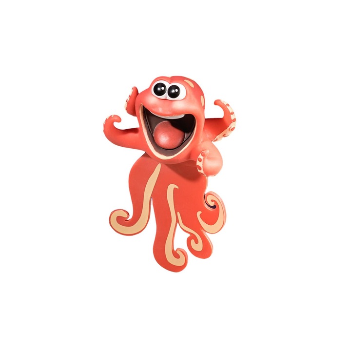 Semn carte caracatita 3D, PVC, Portocaliu