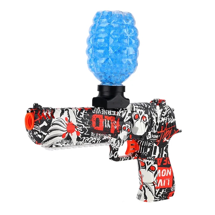 Pistol Automat de Jucarie, 5000 Bile din Gel 7-8 Mm, Desert Eagle, Ochelari de Protectie, Acumulator cu Incarcare USB, 26x7x26.5 Cm, + 14 Ani, Utility One