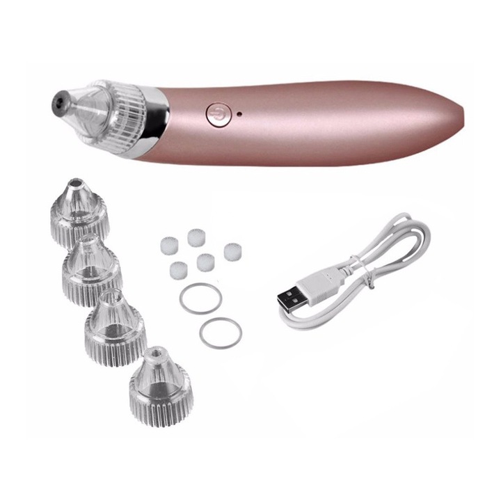 Aspirator pentru puncte negre Diamond, Microdermabraziune, 4in1, Roz