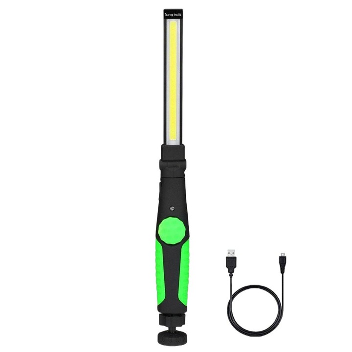 Lampa de lucru LED, Heckermann, ABS, USB, 5 W, Negru/Verde