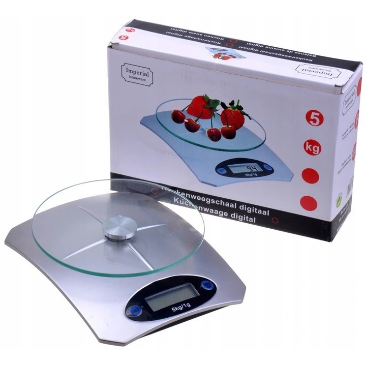 Konyhai mérleg, Imperial, max 5 kg, 2 x AAA, Ezüst