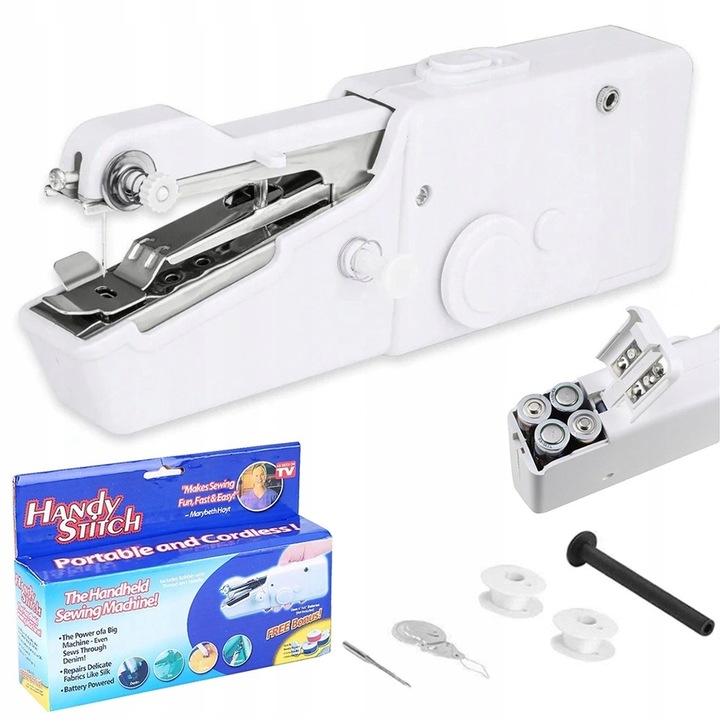 Mini varrógép készlet, Handy Stitch, 4 x AA, 20,5 x 6,8 x 3,2 cm, fehér