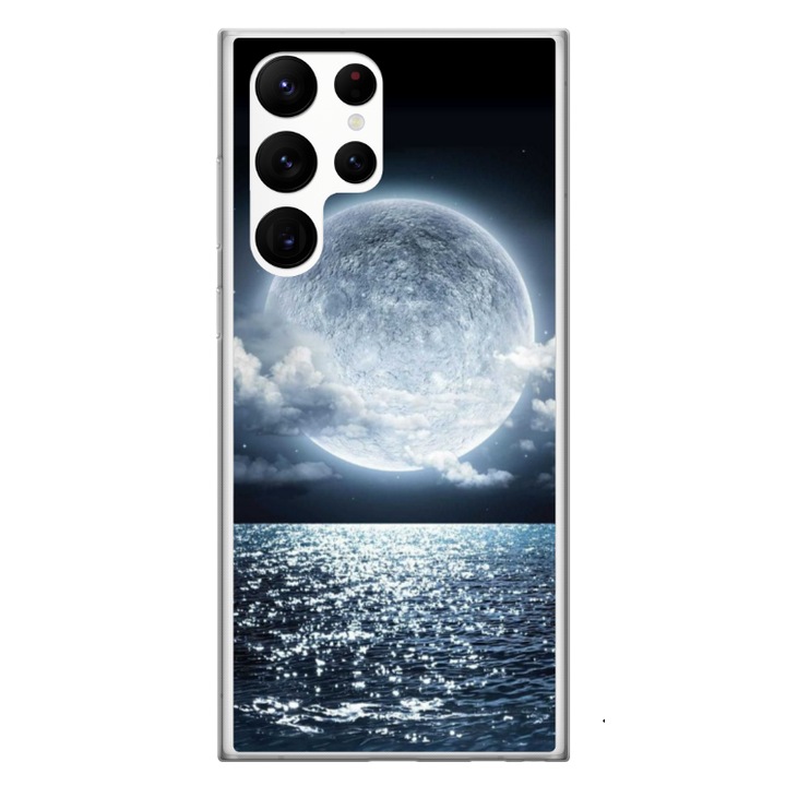 Персонализиран калъф за плуване и силиконово фолио за Samsung Galaxy S24 Ultra, модел Moon Sky, Многоцветен, S1D1M0228