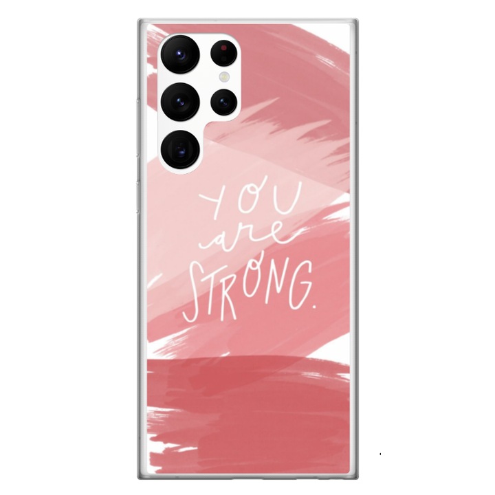 Husa personalizata HQPrint si Folie de Silicon pentru Samsung Galaxy S24 Ultra, model You are Strong, multicolor, S1D1M0275