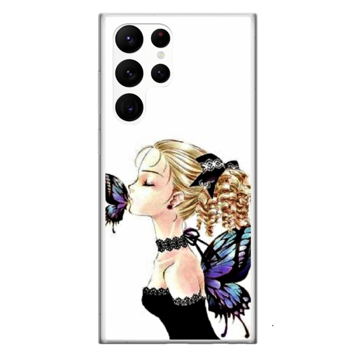 Персонализиран протектор и силиконово фолио за Samsung Galaxy S23 Ultra, модел Butterfly Fairy, многоцветен, S1D1M0294