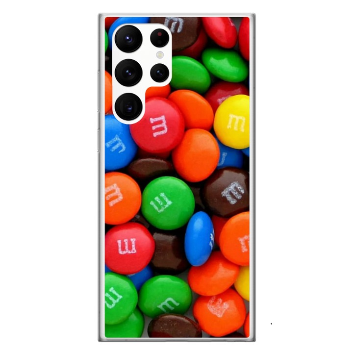 Husa personalizata HQPrint si Folie de Silicon pentru Samsung Galaxy S24 Ultra, model MandM, multicolor, S1D1M0257