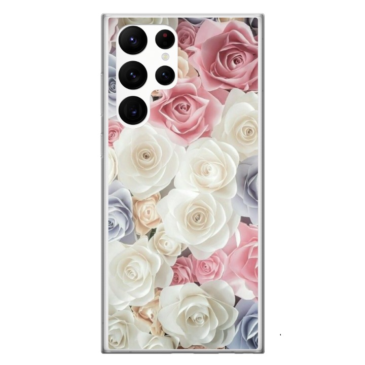 Персонализиран калъф HQPrint и силиконов протектор за Samsung Galaxy S23 Ultra, Flowers модел №23, многоцветен, S1D1M0385