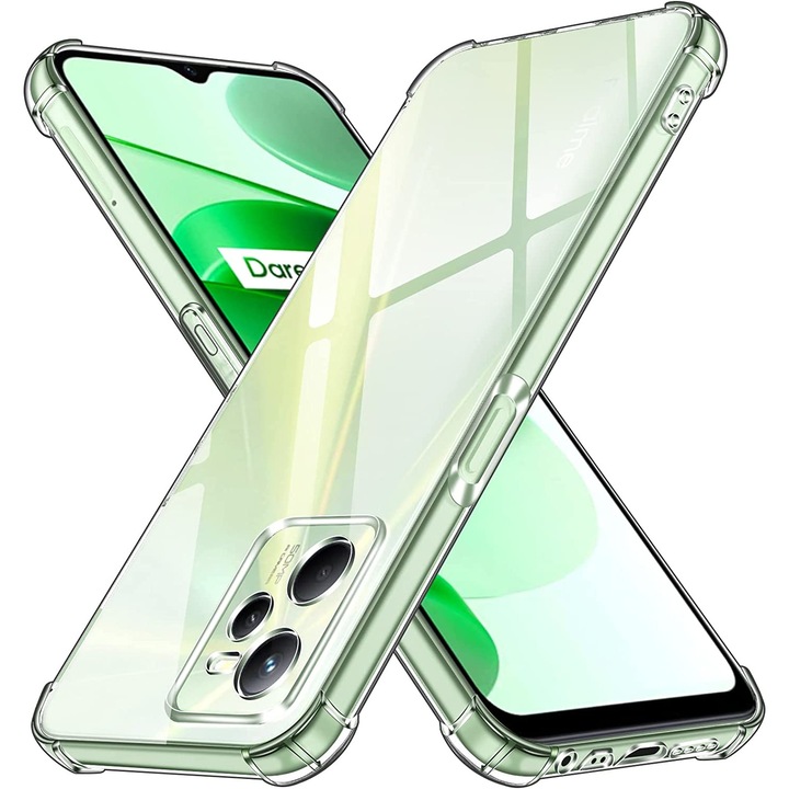 Калъф за телефон, термопластичен, съвместим с Realme C35/Realme Narzo 50A Prime, прозрачен