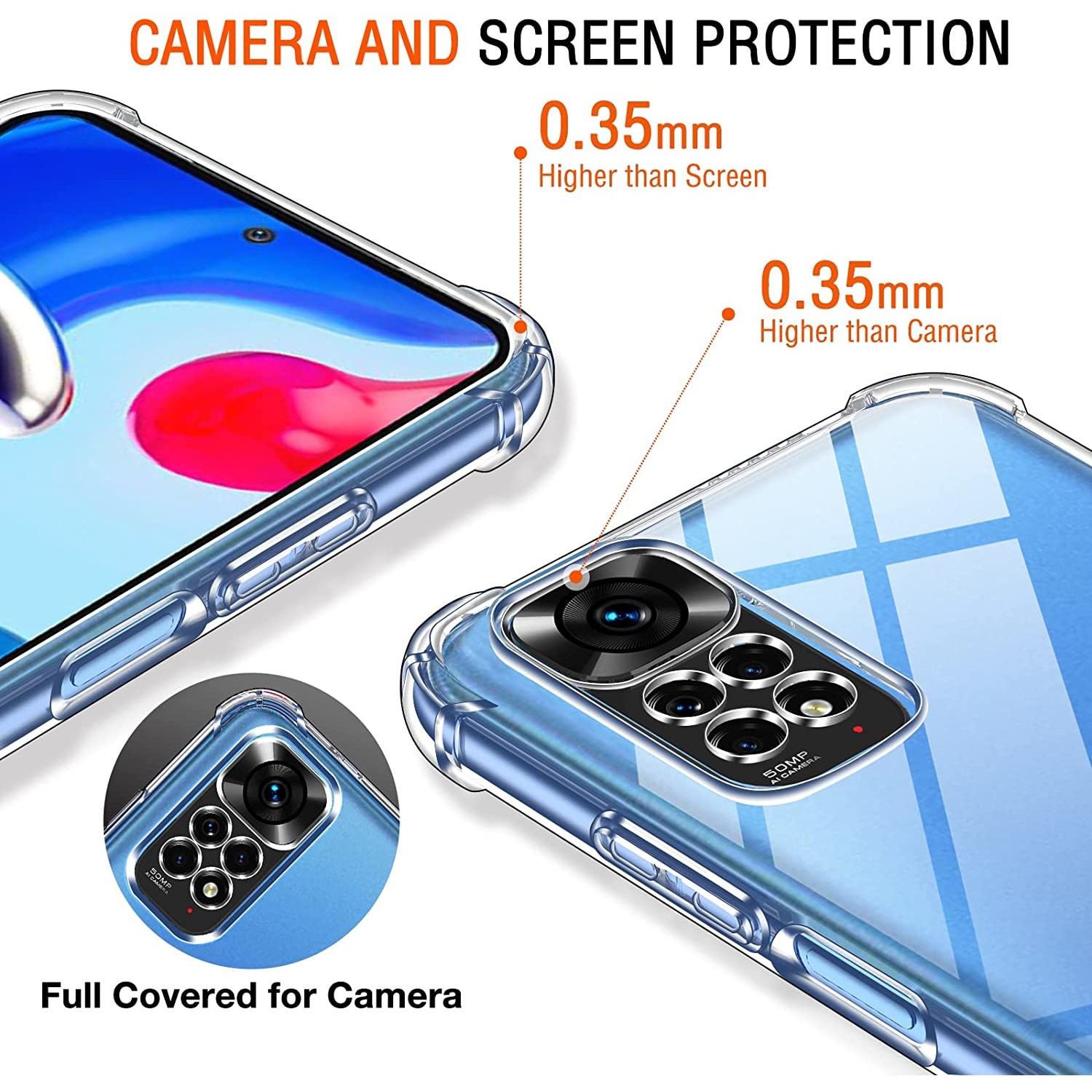 Husa pentru telefon, Termoplastic, Compatibil cu Xiaomi Redmi Note 11 4G/Xiaomi Redmi Note 11S 4G, Transparent
