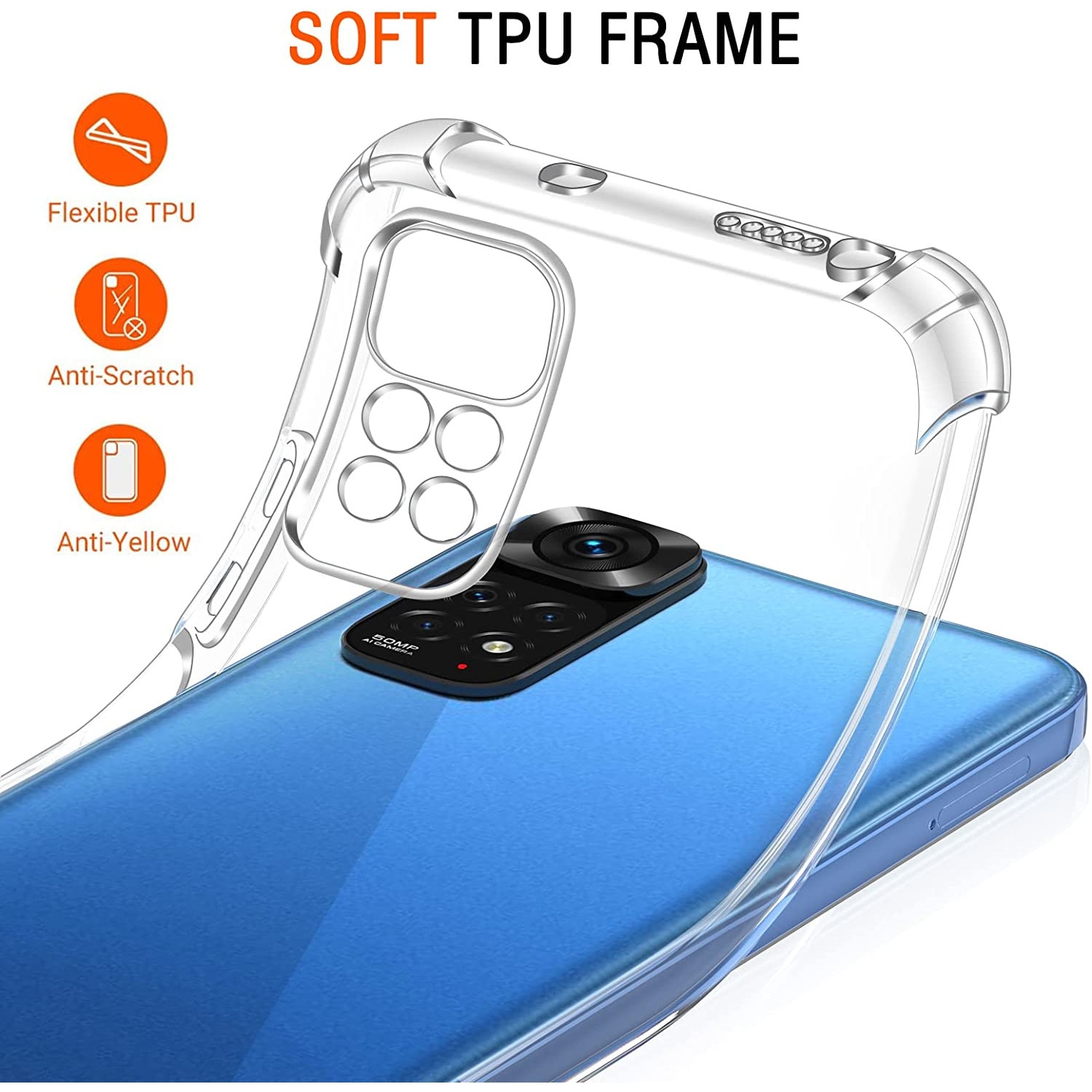 Husa pentru telefon, Termoplastic, Compatibil cu Xiaomi Redmi Note 11 4G/Xiaomi Redmi Note 11S 4G, Transparent