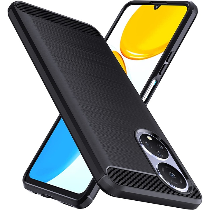 Защитен калъф за телефон, термопластични/въглеродни влакна, съвместим с калъф Honor X7, черен