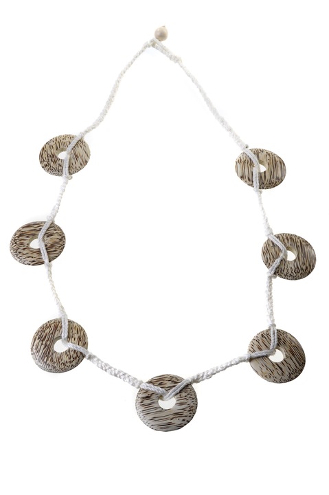 Colier, Gloria Maris Handmade, Wood73847 Alb/Bej, 103 cm