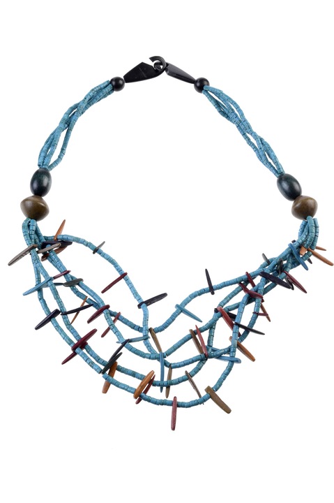 Colier, Gloria Maris Handmade, Wood88564 Turcoaz, 65 cm