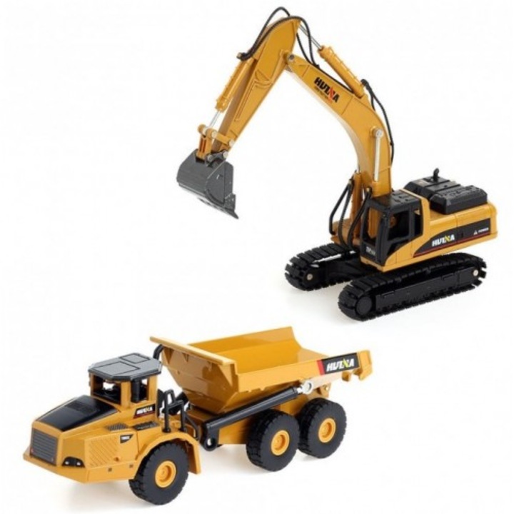 Set excavator si basculanta Huina 1611 scara 1:50
