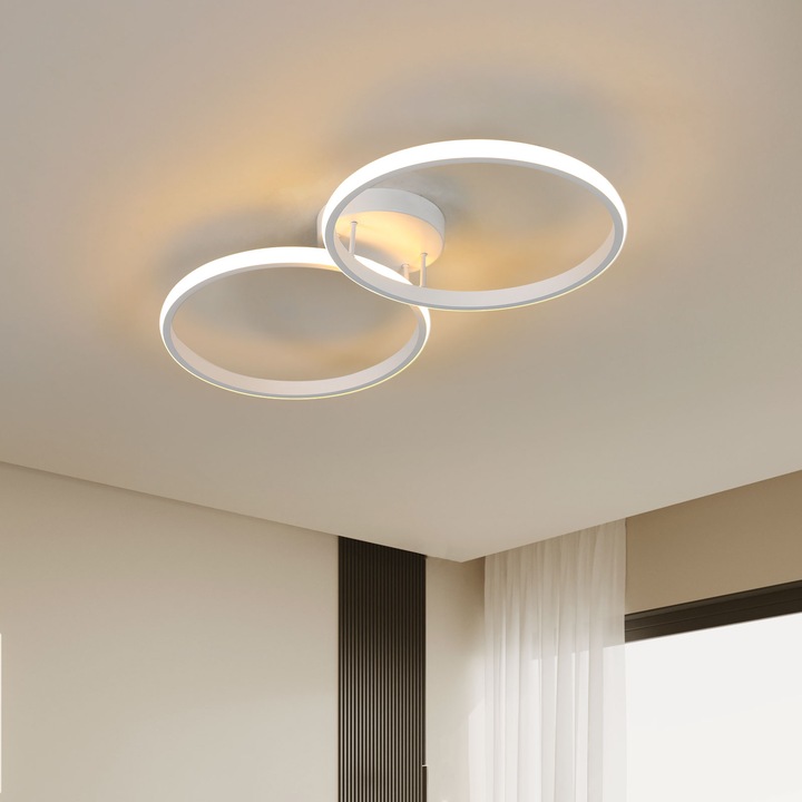 Plafoniera cu LED, Goeco, Aluminiu, Forma Rotunda, 36W, Dia 31cm, Lumina Calda 3000K, 220V, Alb