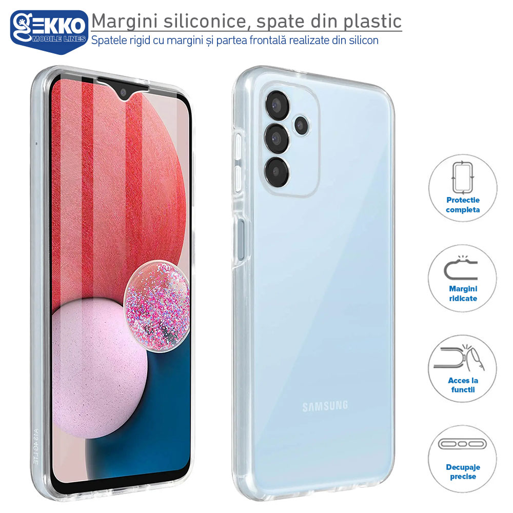 Husa integrala pentru Samsung Galaxy A34, Full Body, protectie Fata si Spate, din silicon si plastic, Hard Shell 360°, Transparenta