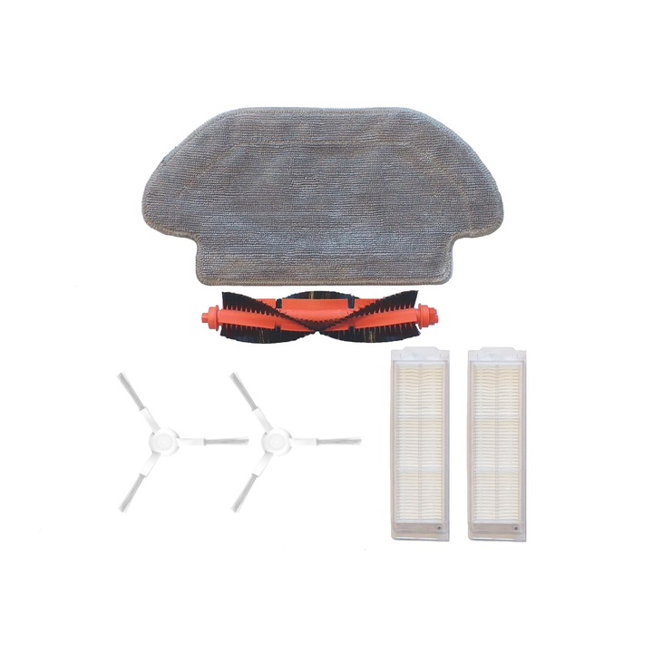 Комплект аксесоари за прахосмукачка робот Xiaomi S10 BHR5988EU, 1 x централна четка, 2 x бяла странична четка, 2 x Hepa филтър, 1 x моп, 1 x четка за почистване на прах, 1 x нож