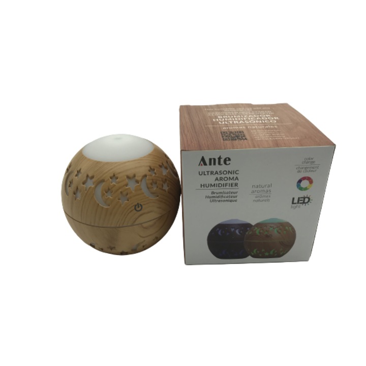 Difuzor de aromoterapie, Ante, LED cu ultrasunete, Umidificator de aer, Maro deschis