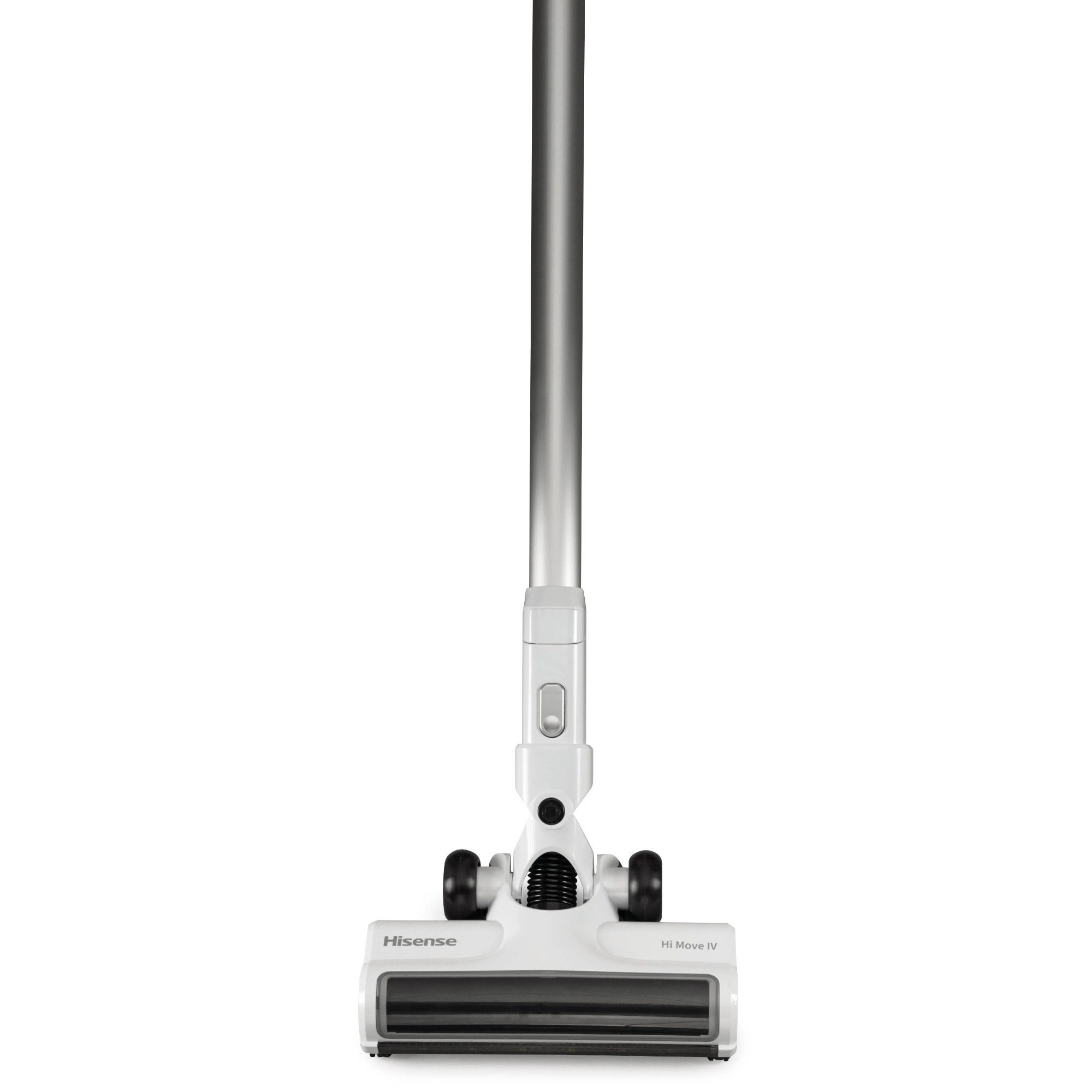 Aspirator vertical Hisense, fara sac, fara fir, aspirare uscata, 110 W, 0.5 litri, 21.6 V, LED avertizare umplere, indicator incarcare baterie, alb si argintiu