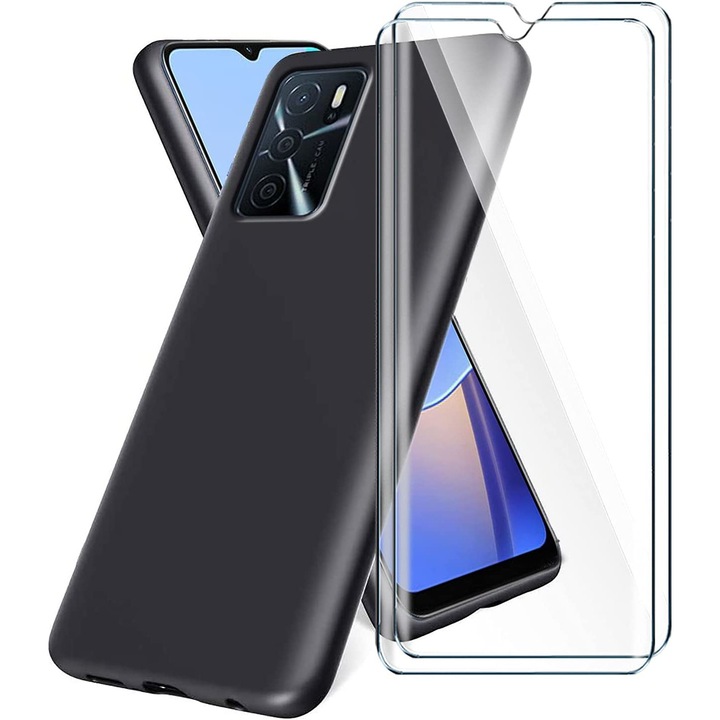 ΠΠΎΠΌΠΏΠ»Π΅ΠΊΡ ΠΊΠ°ΠΏΠ°ΡΠΈ ΠΈ 2 ΡΠΎΠ»ΠΈΠ° Π·Π° Oppo A54S, TPU/Safety glass, Π§Π΅ΡΠ½ΠΈ