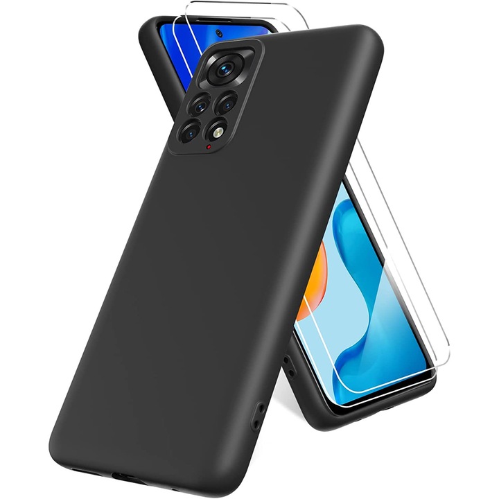 Set husa/folie telefon, Xiaomi, Redmi Note 11/Redmi Note 11s, Negru