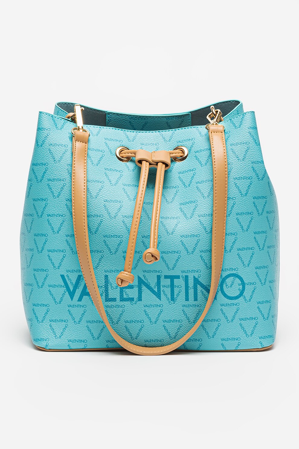 Valentino Bags, Geanta bucket cu monograma Liuto, Turcoaz eMAG.ro