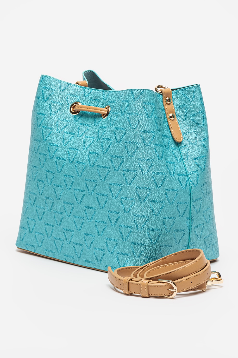 Valentino Bags, Geanta bucket cu monograma Liuto, Turcoaz eMAG.ro