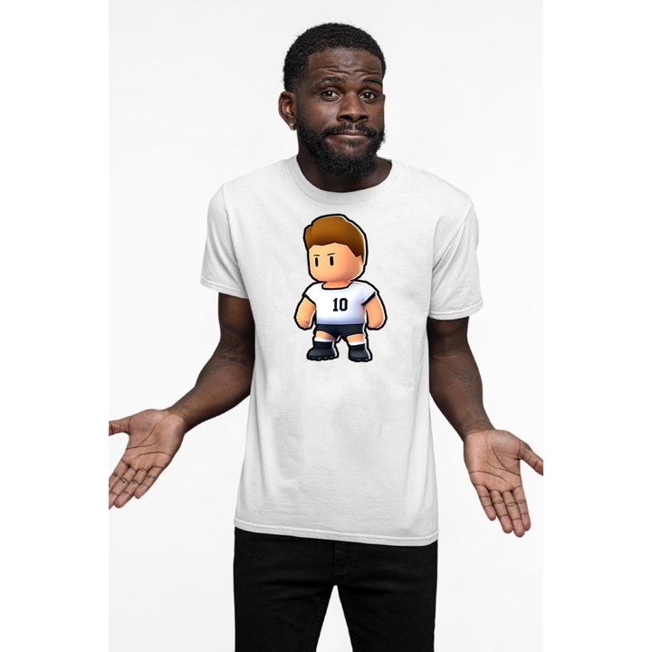 Tricou personalizat pentru barbati cu imprimeu, Stumble Guy - Oliver Kaan, Alb, Bumbac, S