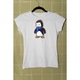 Tricou personalizat pentru femei cu imprimeu, Stumble Guy - Willy Penguin, Alb, Bumbac, XL