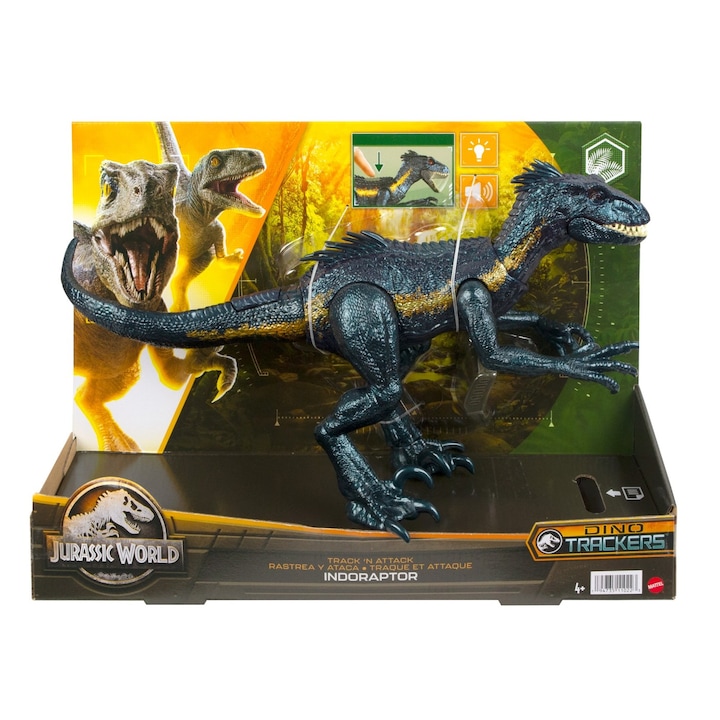 Figurina Jurassic World Track N Attack - Dino Trackers, Dinozaur Indoraptor