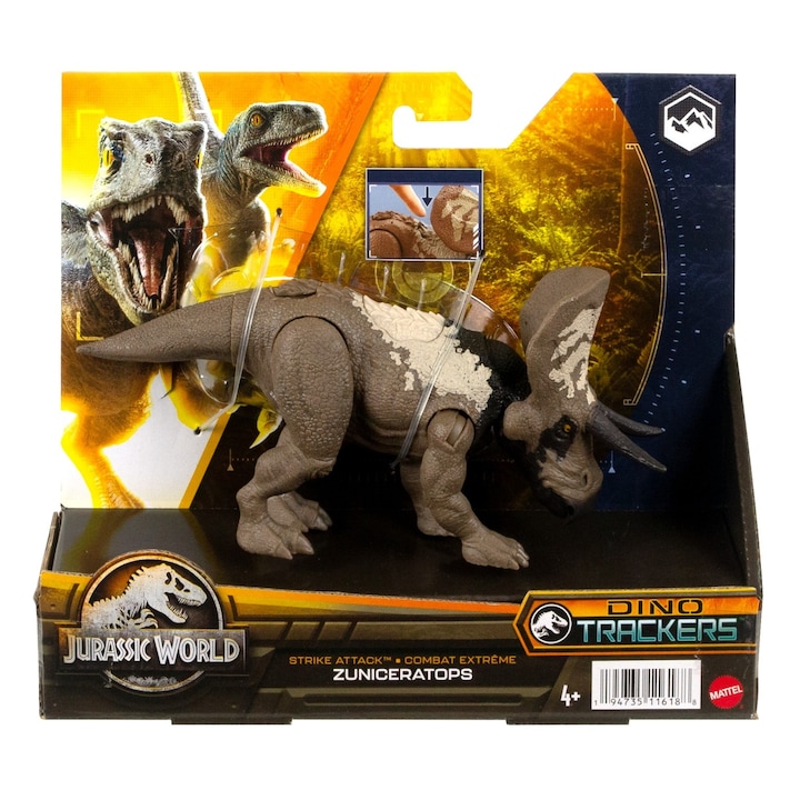 Figurina Jurassic World Dino Trackers - Strike Attack, Dinozaur Zuniceratops