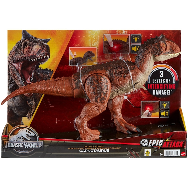 Figurina Jurassic World Epic Attack - Battle Chompin, Dinozaur Carnotaurus