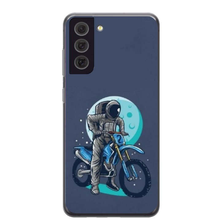 Husa personalizata pentru Samsung Galaxy S21 FE, model Biker Astronaout, S1D1M0375, TSS