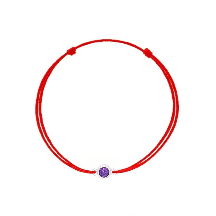 Bratara snur reglabil cu argint si ametist handmade Dual Stax