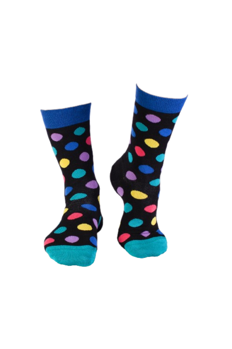 Наситени черни бамбукови чорапи на точки