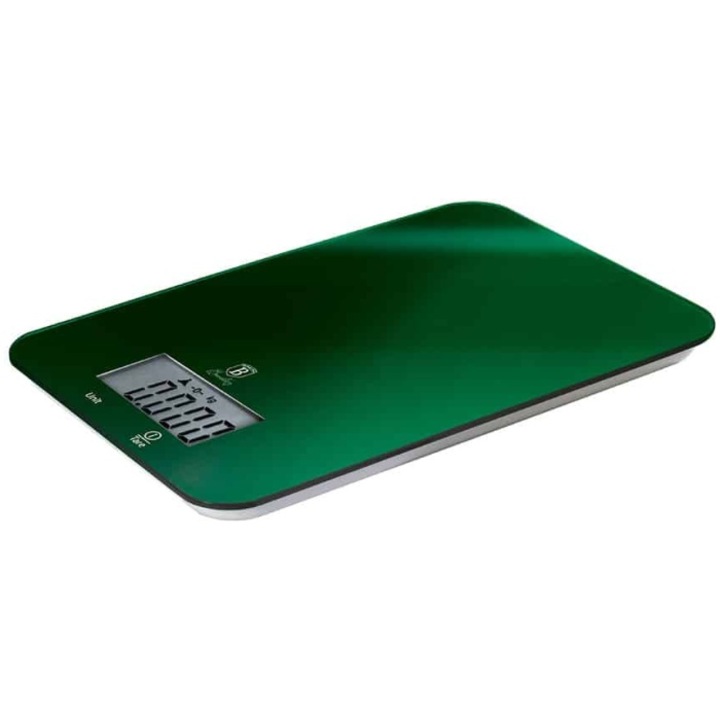 Cantar de bucatarie, Berlinger Haus, 5 kg, g/lb/oz/kg, sticla calita, Verde